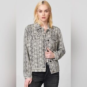 Blank NYC Women's Snakeskin Print Denim Jacket Size Large